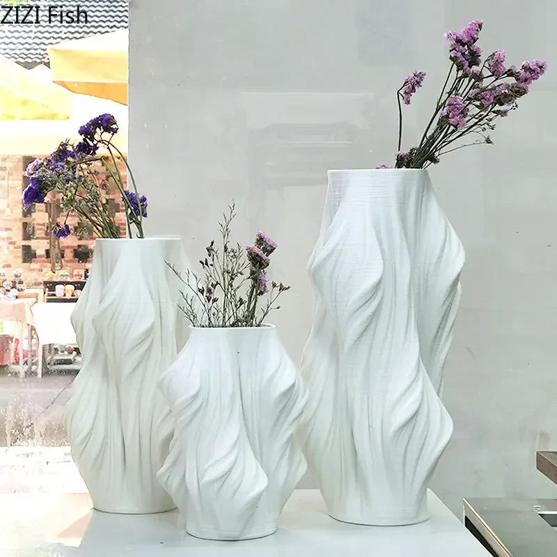 Afralia™ Ceramic Vase with Artificial Flowers for Desk Decoration and Room Aesthetics
