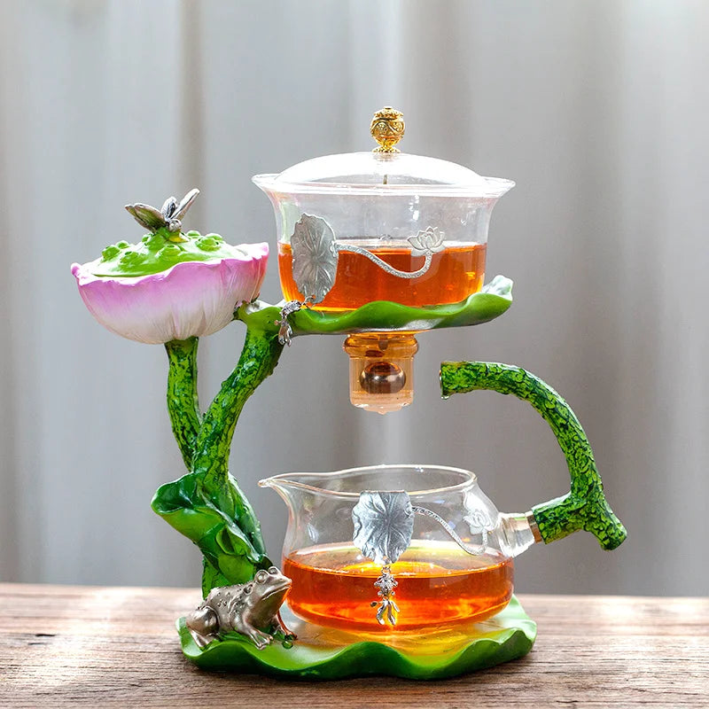 Afralia™ Glass Teapot & Lazy Tea Infuser - Home & Office Tea Set