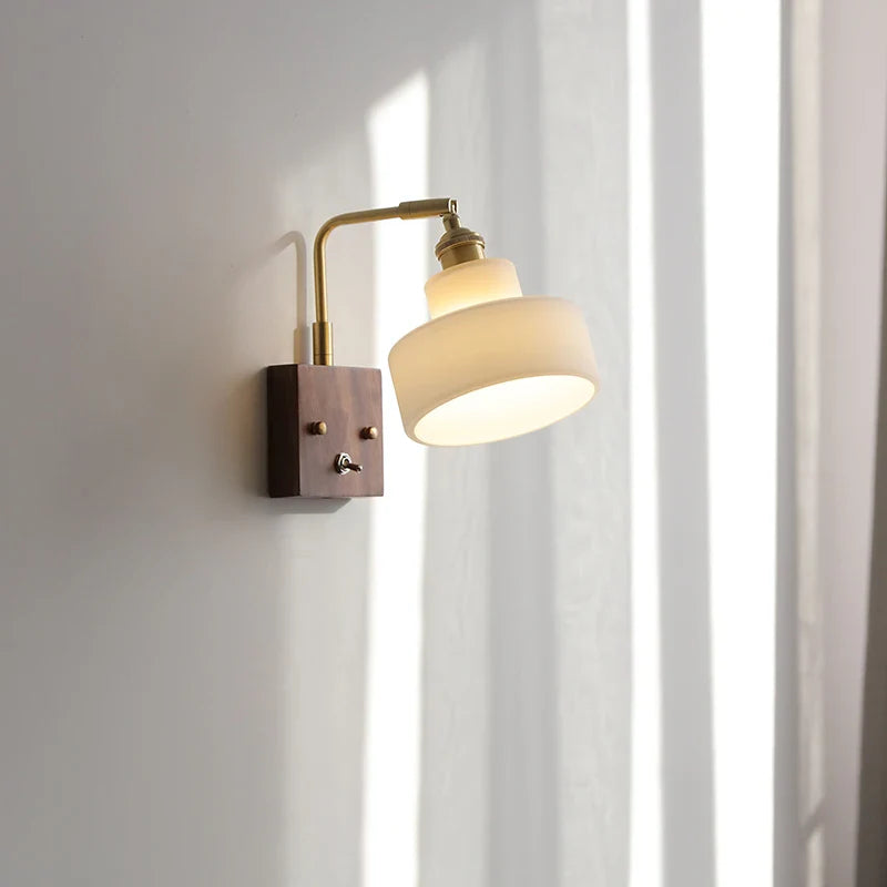 Afralia™ Nordic Rotatable Wall Sconce LED Lamp Glass Walnut Stair Light Modern White