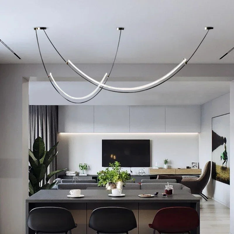 Afralia™ Nordic Rainbow LED Pendant Chandelier for Home Dining Living Kitchen Décor