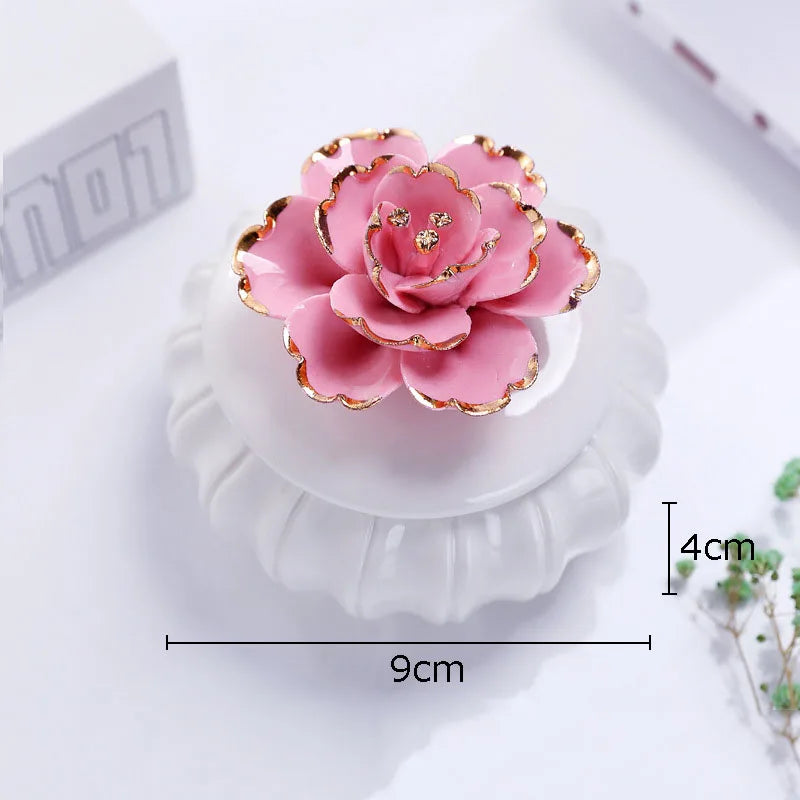 Afralia™ Rose Flower Ceramic Tea Canister Candy Pot Storage Jar