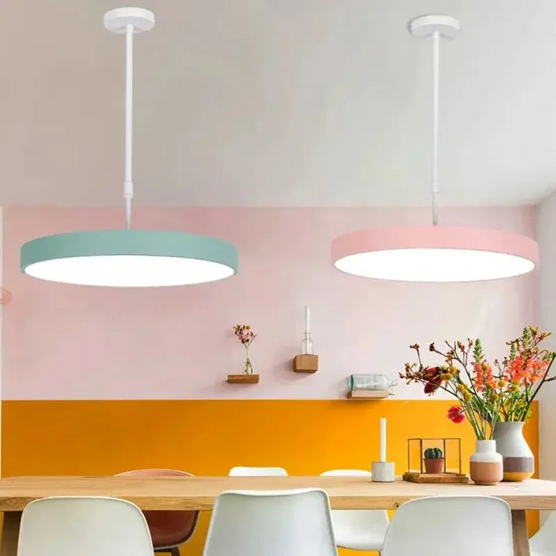 Afralia™ Modern LED Pendant Lights - Macaron Minimalist Circular Chandelier