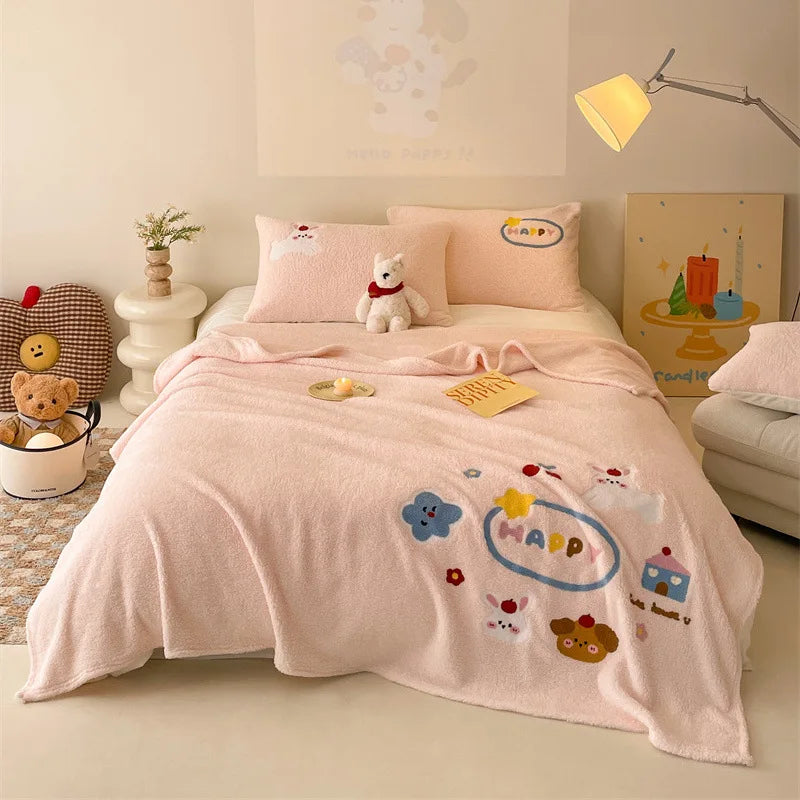Afralia™ Cozy Teddy Fleece Blanket - Luxury Bedspread for All Seasons
