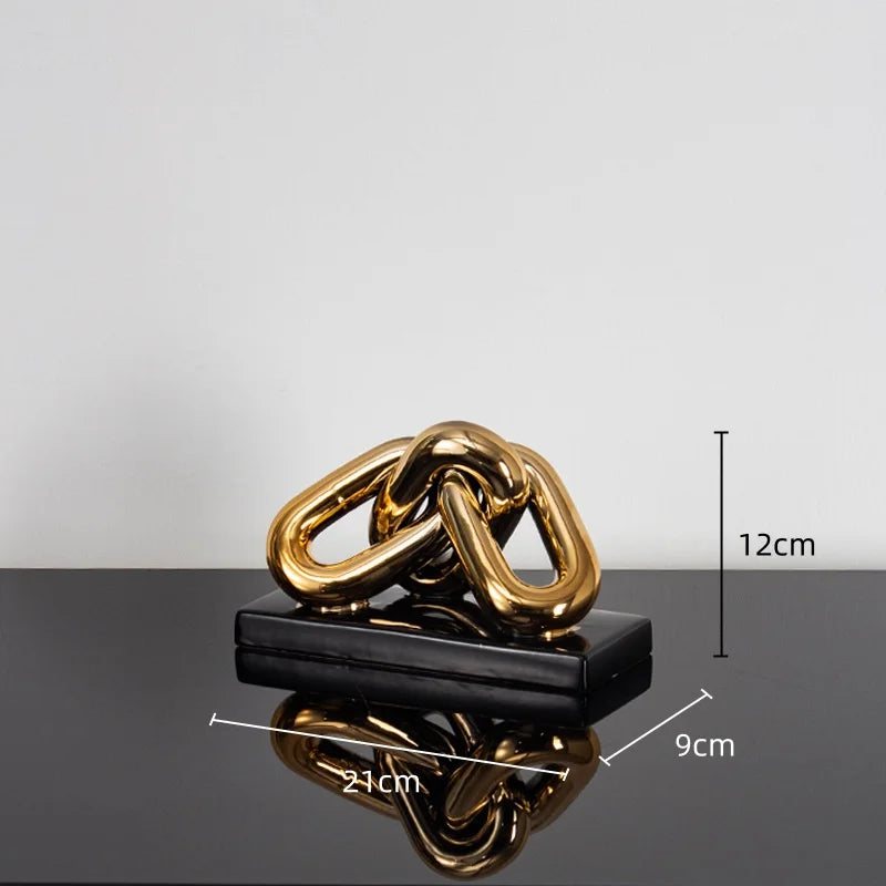 Afralia™ Golden Chain Skeleton Lock Home Decoration Figurine