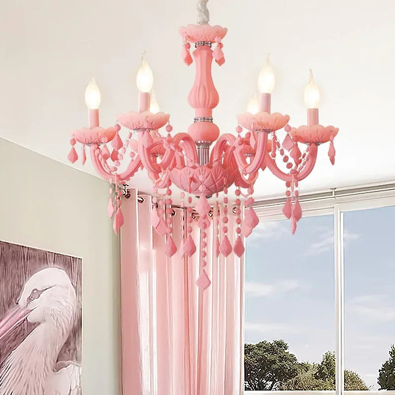 Afralia™ Pink Chandelier - Lighting Fixture for Girls Room, Bedroom, Living Room & Kids Room