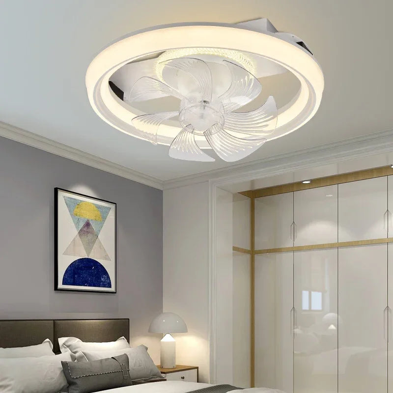 Afralia™ Nordic Wind Hotel Living Room LED Fan Light Bedroom 110V-220V Ceiling Fan