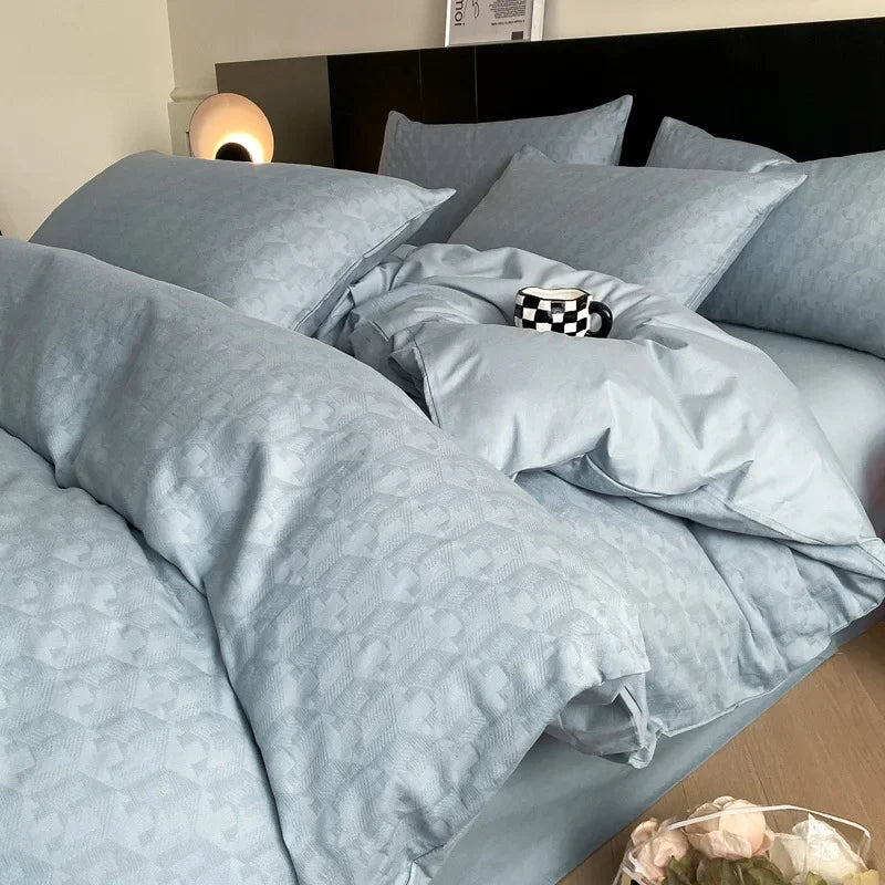 Afralia™ Luxury Jacquard 3-Layer Cotton Bedding Set - Soft & Skin-Friendly