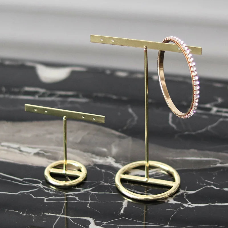 Afralia™ Golden Geometric Jewelry Display Rack - Desktop Storage & Home Decoration