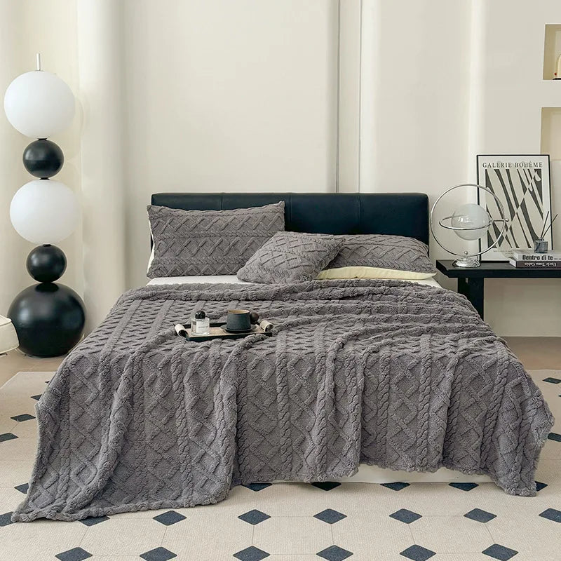 Afralia™ Taffeta Velvet Jacquard Plush Blanket: Soft, Fluffy, Colorfast Sofa Cover for Winter