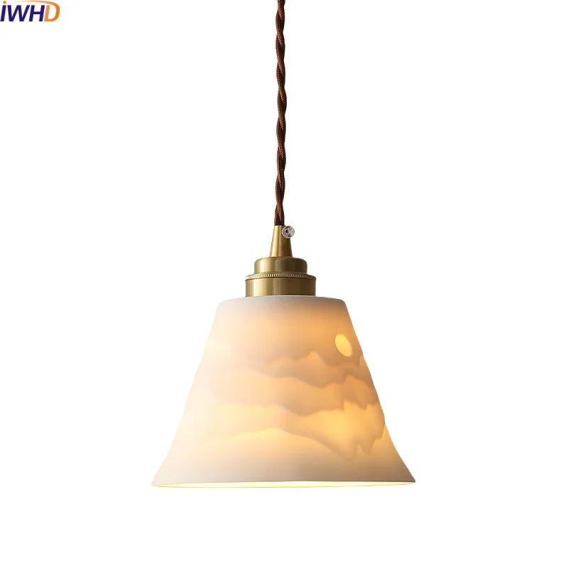Afralia™ Ceramic LED Pendant Lights, Nordic Chandelier for Home, Dining, Bedroom & Bar