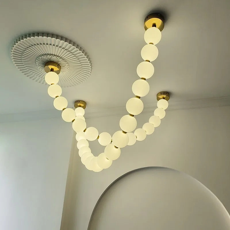 Afralia™ Glass Gold Pendant Light for Living Room Luxury Bubble Neckla