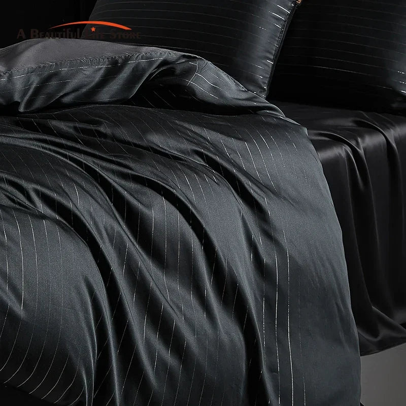 Afralia™ Eucalyptus Fiber Dark Gray Bedding Set: Soft, Silky Duvet Cover, Bed Sheet, Pillowcases
