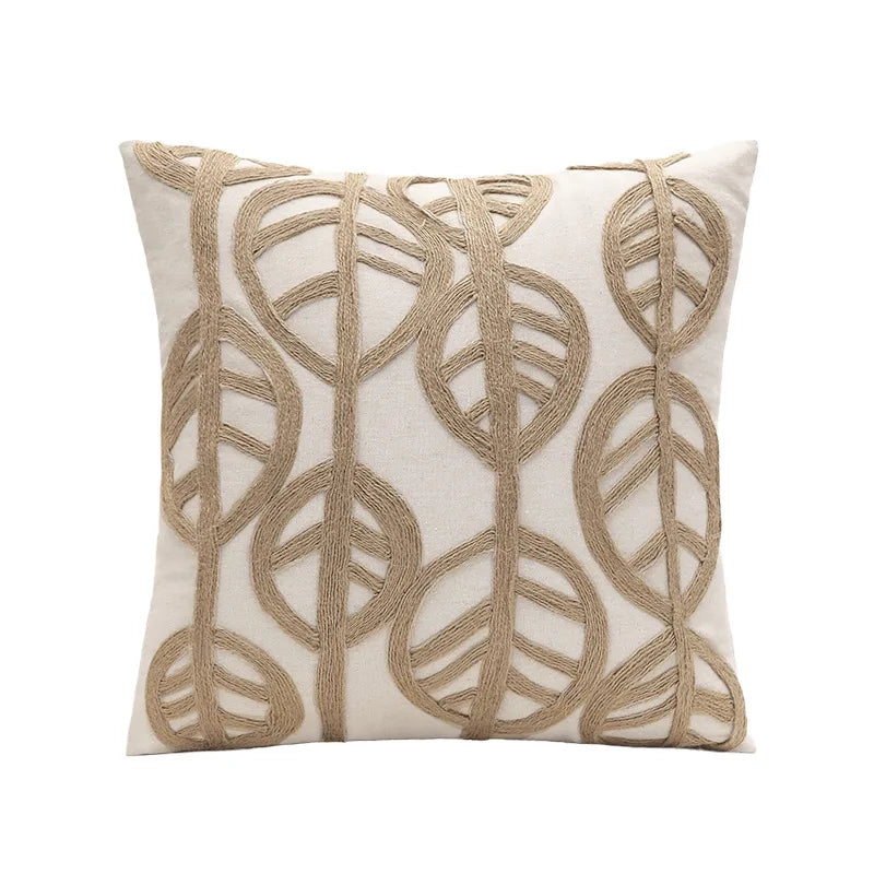 Afralia™ Leaves Embroidered Pillow Cover - 45*45 Decorative Cushion for Living Room
