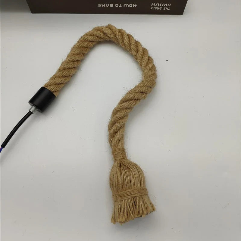 Afralia™ Vintage Hemp Rope Pendant Light for Restaurants, Bars, and Cafes