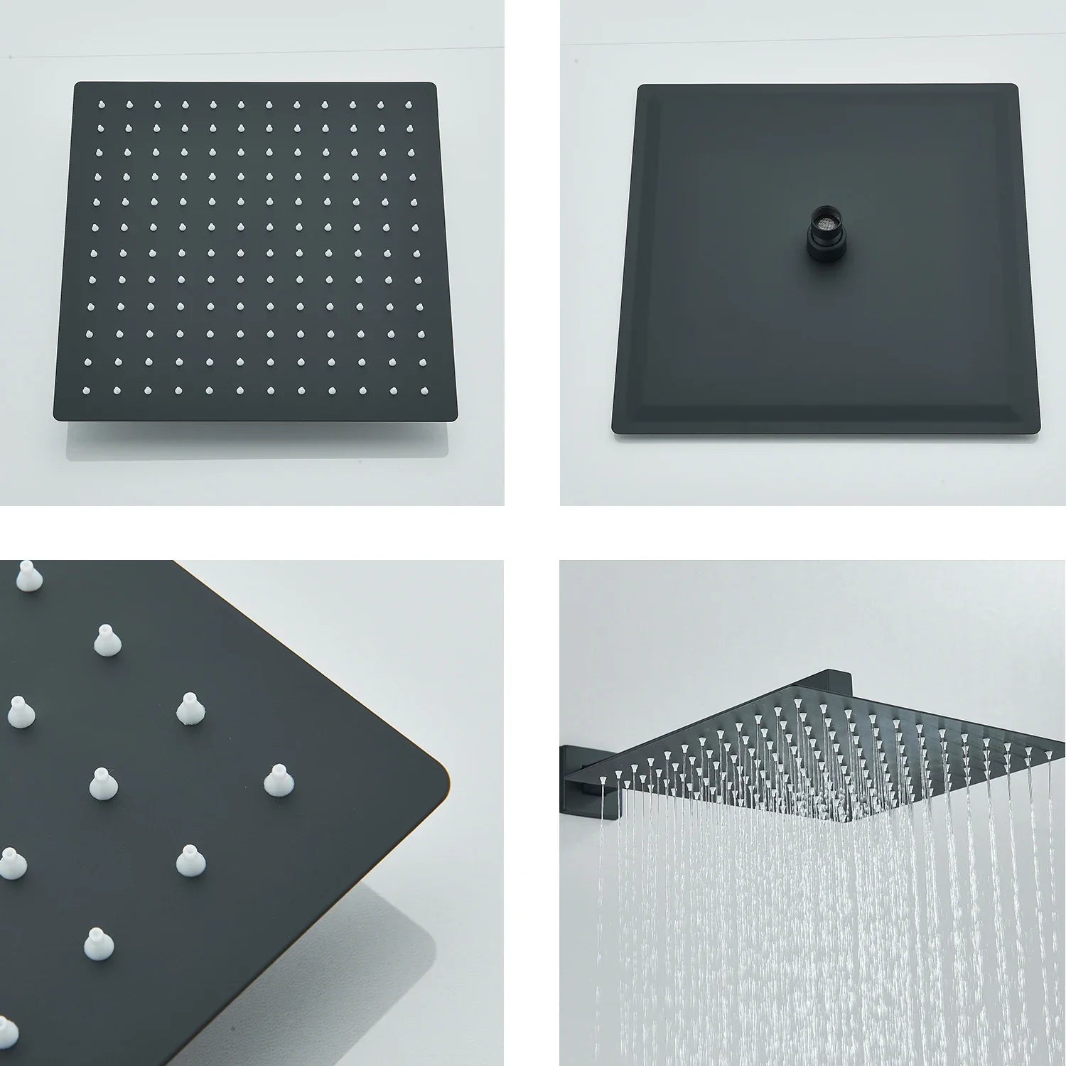 Afralia™ 12" Matte Black Rainfall Shower Head Set with Shower Arm