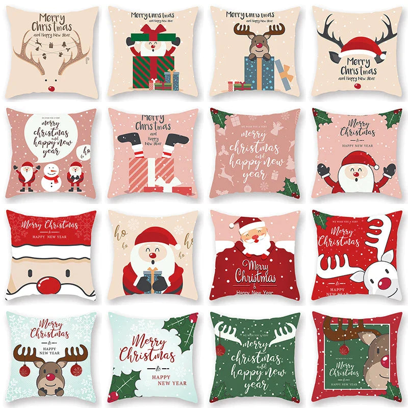 Afralia™ Christmas Santa Elk Pillowcase 45x45cm for Sofa Chair Decor