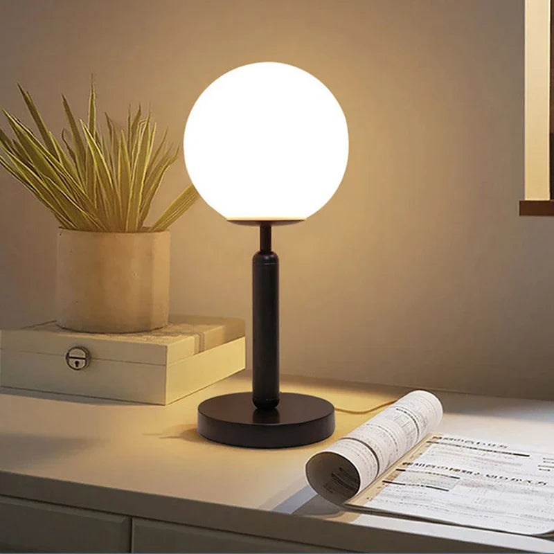 Afralia™ LED Glass Ball Brass Table Lamp for Luxury Home Decor Bedrooms & Offices