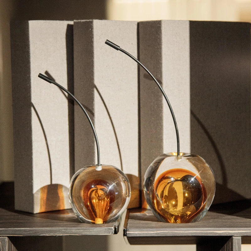 Afralia™ Crystal Cherry Sculpture - Clear Cherry Decorative Figurine