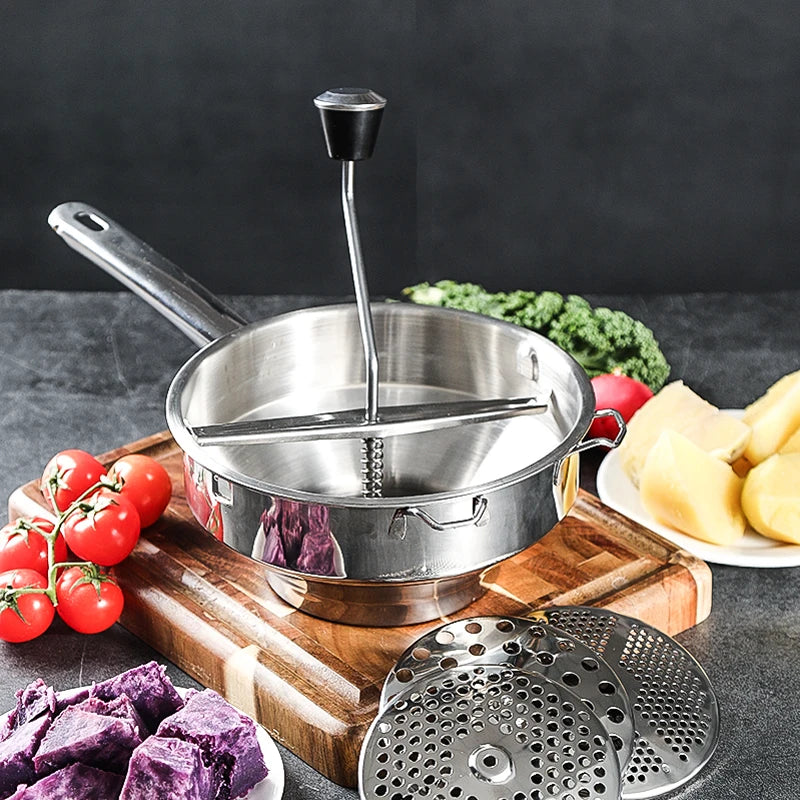 Afralia™ Stainless Steel Vegetable Masher & Fruit Grinder for Kitchen Cooking