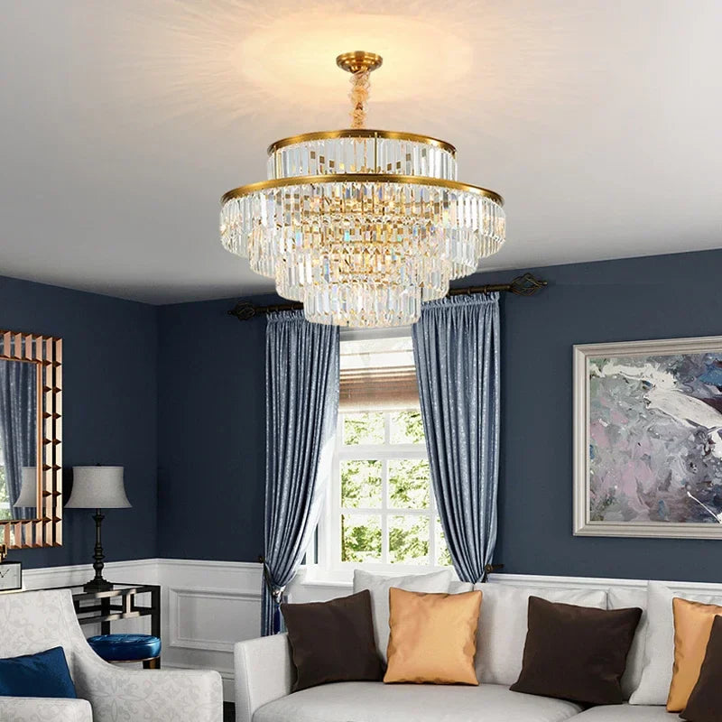 Afralia™ Crystal LED Pendant Chandelier: Luxury Villa Living Room Decor, Hotel Hanging Light Fixture