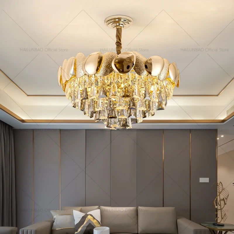 Afralia™ Crystal Chandelier: Modern Elegance for Living Room, Dining Room, Bedroom - Gold Finish