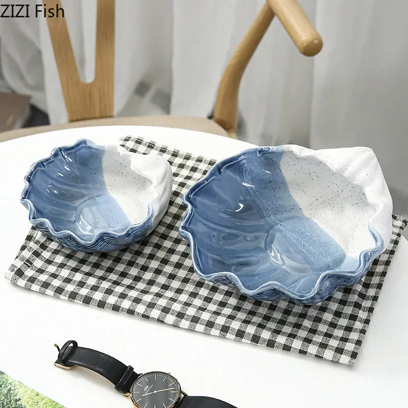 Afralia™ Ceramic Marine Life Decorative Storage Tray for Dresser or Tabletop