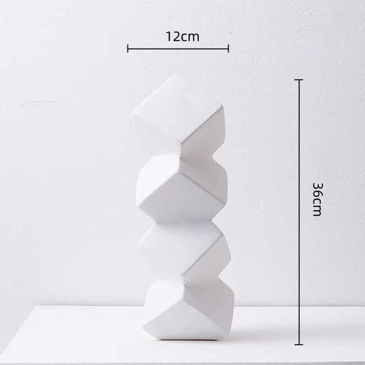 Afralia™ Geometric Square Sculpture Stack Figurine Home Decoration Accessory