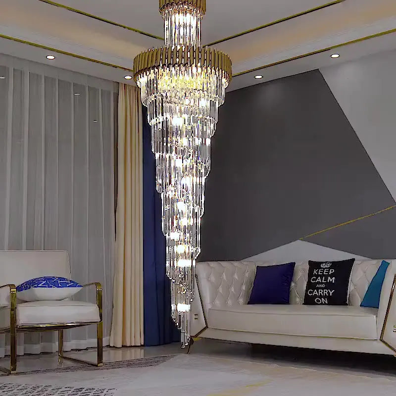 Afralia™ Modern Crystal Chandelier - Loft Black and Gold Villla Living Room Lighting