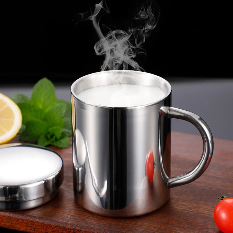 Afralia™ Double Wall Stainless Steel Coffee Mug for Home & Travel