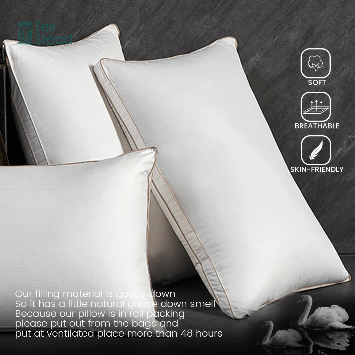 Luxury Goose Down Pillow by Afralia™ - Neck Support for Restful Sleep