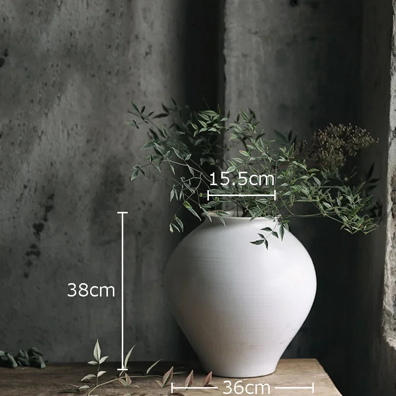 Afralia™ White Ceramic Vase Minimalism Desk Decor Flower Arrangement Room Aesthetic
