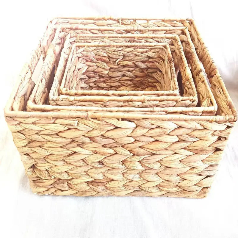 Afralia Woven Rattan Desktop Storage Basket Organizer