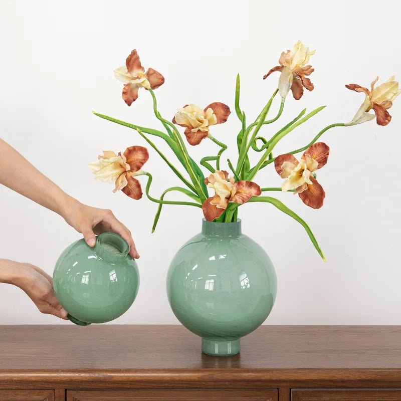 Afralia™ Marble Pattern Glass Vase for Home Decor