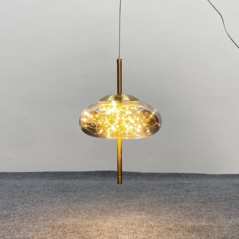 Afralia™ Amber Glass Chandelier: Luxury Pendant Lighting for Bedroom, Dining Room, Kitchen, Restaurant