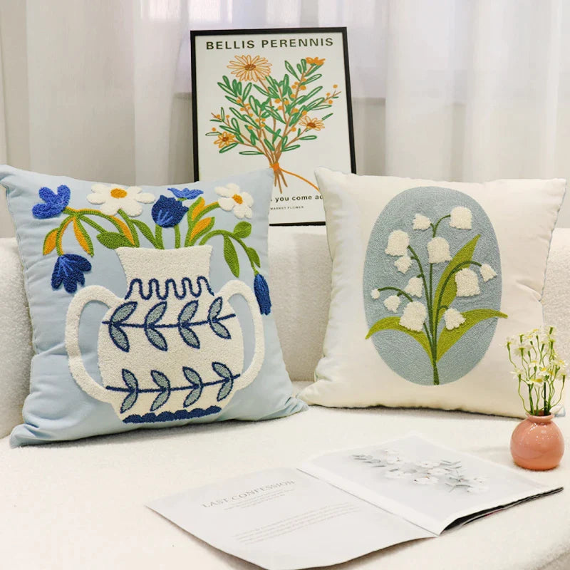 Afralia™ Blue Hyacinth Square Pillowcase, Non-Scripta Design, Modern Home Decoration