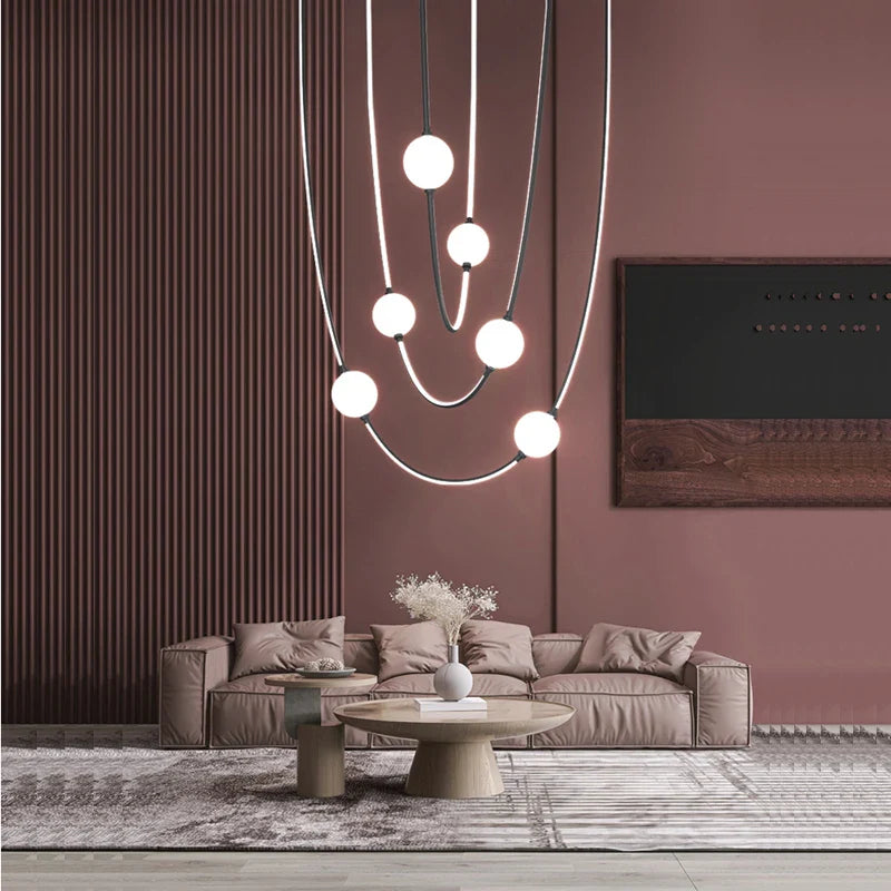 Afralia™ Pingpong LED Chandelier 2024 Dimmable Hanging Light Fixture