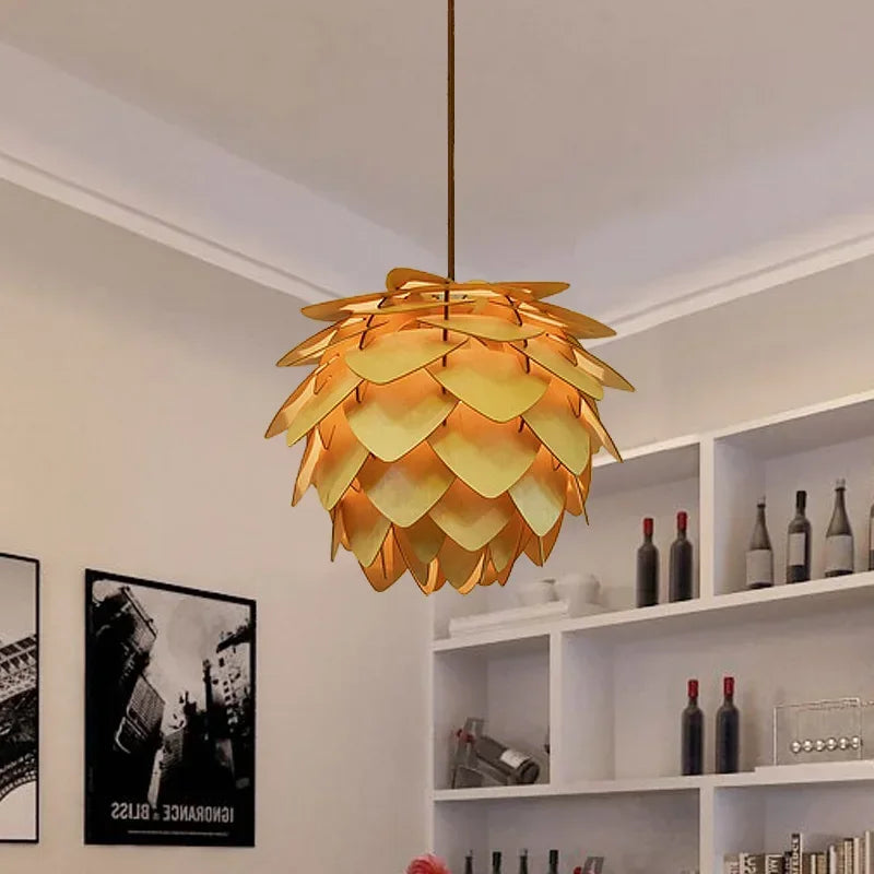 Afralia™ Nordic Pinecone Chandelier DIY Puzzle Pendant Lamp for Kitchen Dining Room Bar