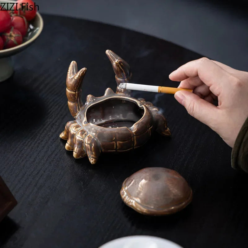 Afralia™ Crab Ceramic Ashtray & Phone Holder: Stylish Desk Decor & Smoking Accessories Gift