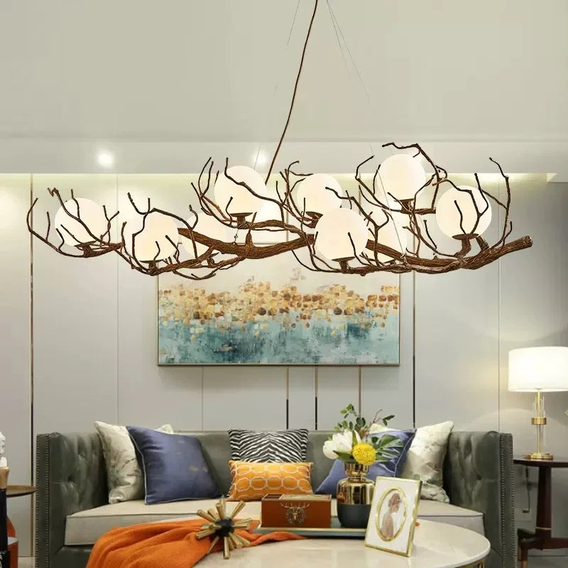 Afralia™ Modern Moon Art Chandelier: Creative Retro LED Pendant Light for Living Room, Bedroom & Restaurant