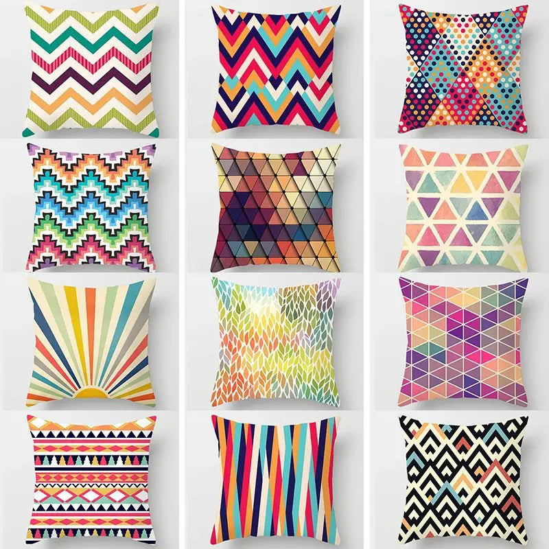 Afralia™ Geometric Pillowcase - Colorful Home Decor for Bedside, Office, Car, Sofa.