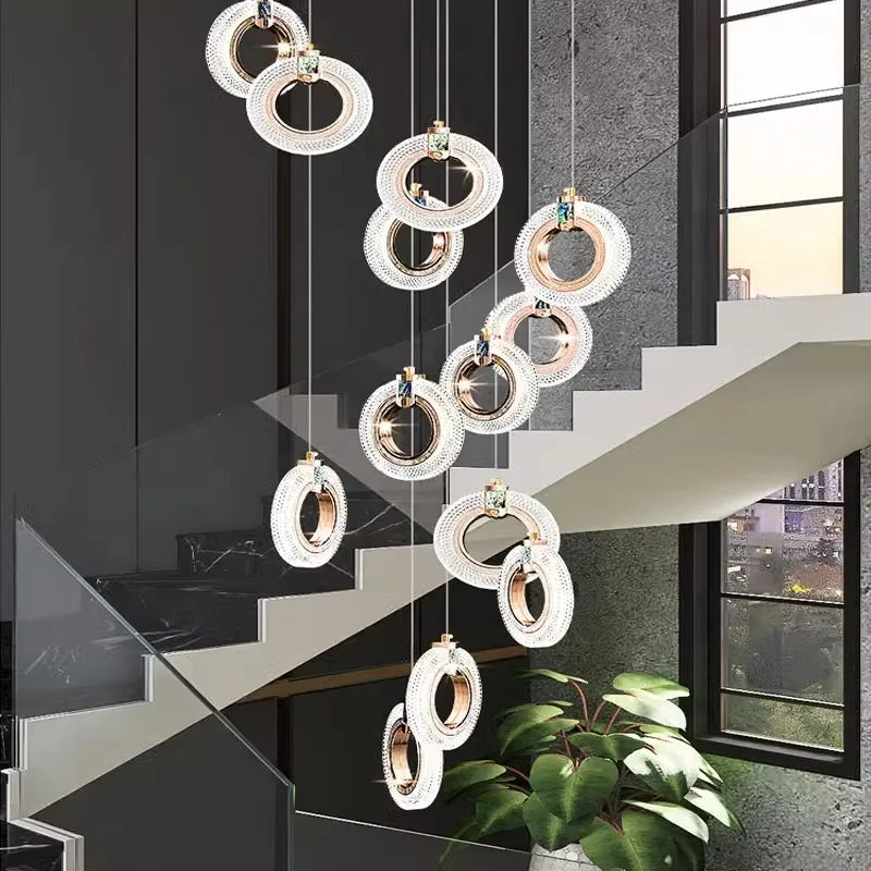 Afralia™ LED Staircase Chandeliers | Modern Living Room Pendant Light Fashion Indoor Lighting