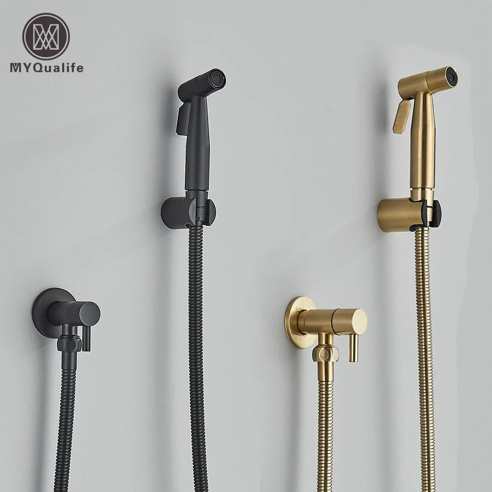 Afralia™ Stainless Steel Bidet Sprayer Faucet, Wall Mounted Jet Set for Bathroom Toilet