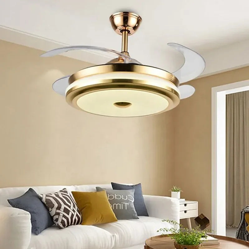 Afralia™ 42" Smart LED Ceiling Fan Light with Retractable Blades and Remote Control