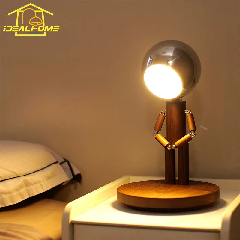Afralia™ Moon Penalty USB Desk Lamp - Wood Base, Stepless Dimming, Rechargeable