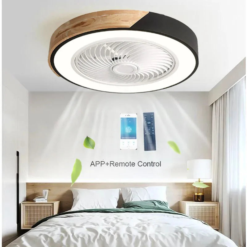 Afralia™ 52CM DC Motor Ceiling Fan Light 6 Speeds 36W Wood Fans Lamp
