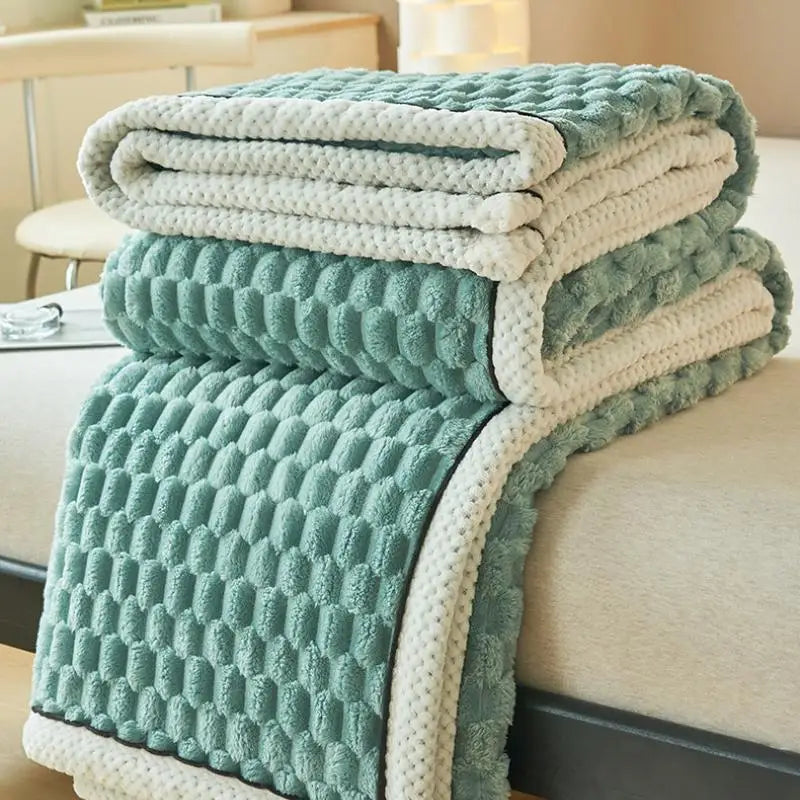Afralia™ Cozy Coral Fleece Bed Blanket - Soft, Warm, & Comfortable for Autumn/Winter