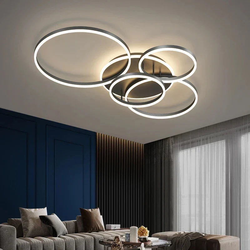 Afralia™ Minimalist Aluminum Circle LED Chandelier Ceiling Light for Bedroom Living Room Kitchen