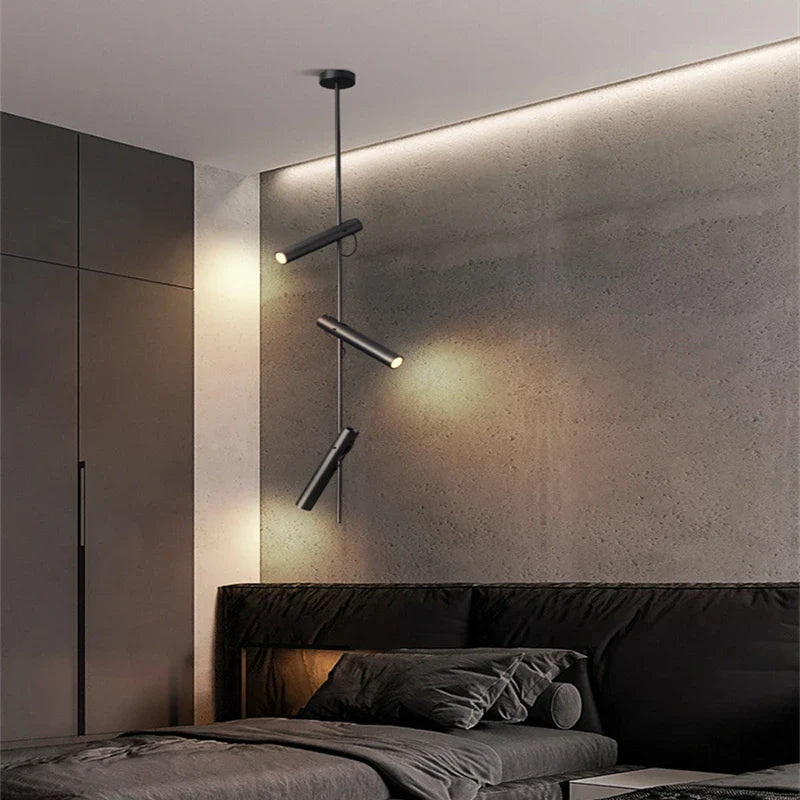 Afralia™ Black Adjustable LED Pendant Chandelier for Bedroom, Kitchen, Living Room