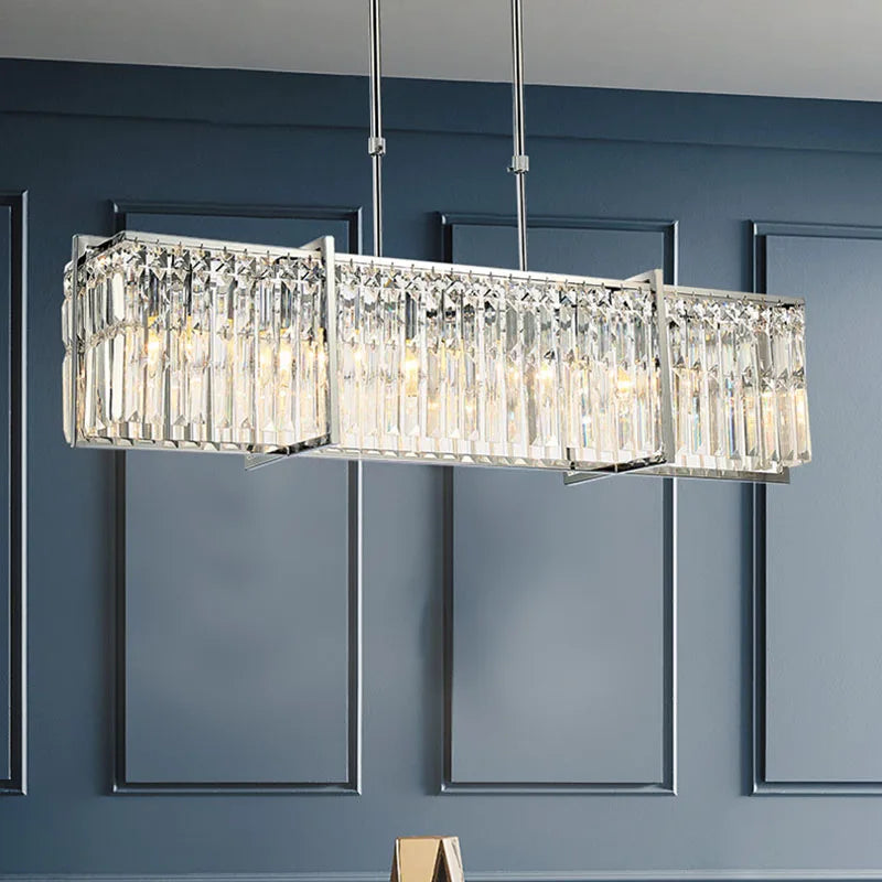 Afralia™ Crystal Chandelier: Modern Rectangular Lighting for Living Room, Dining Room, Bar