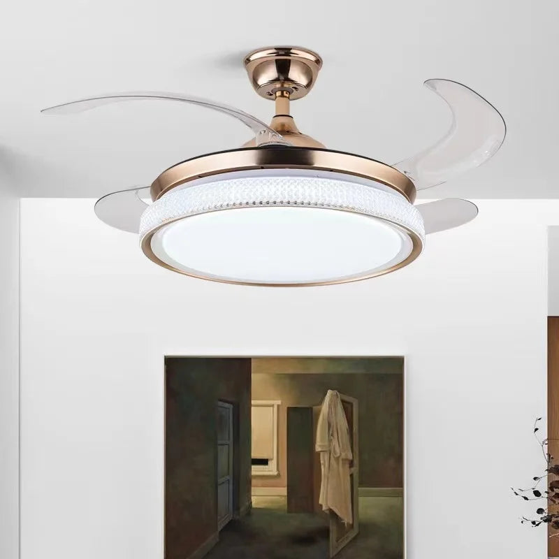 Afralia™ Modern LED Ceiling Fan with Retractable Blades and Remote Control